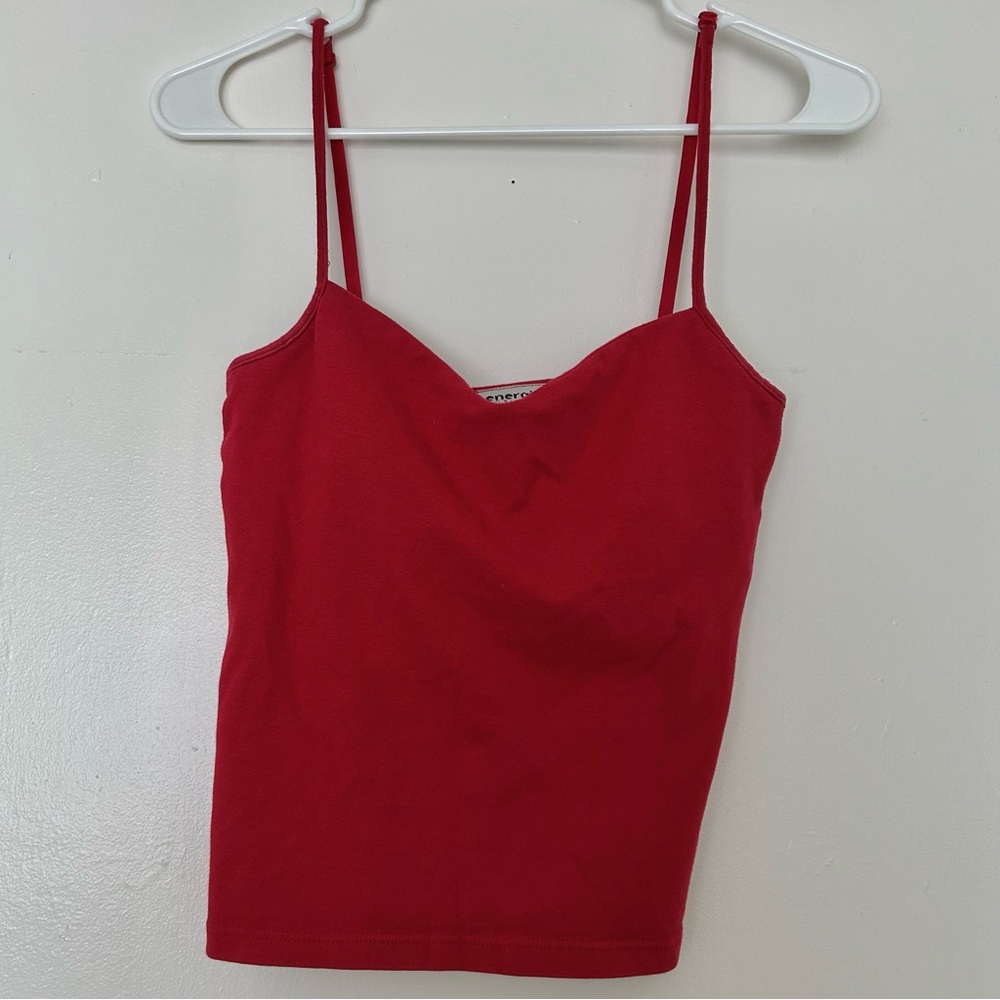 Y2K Cropped Cami in Bright Red with Adjustable Spaghetti Straps